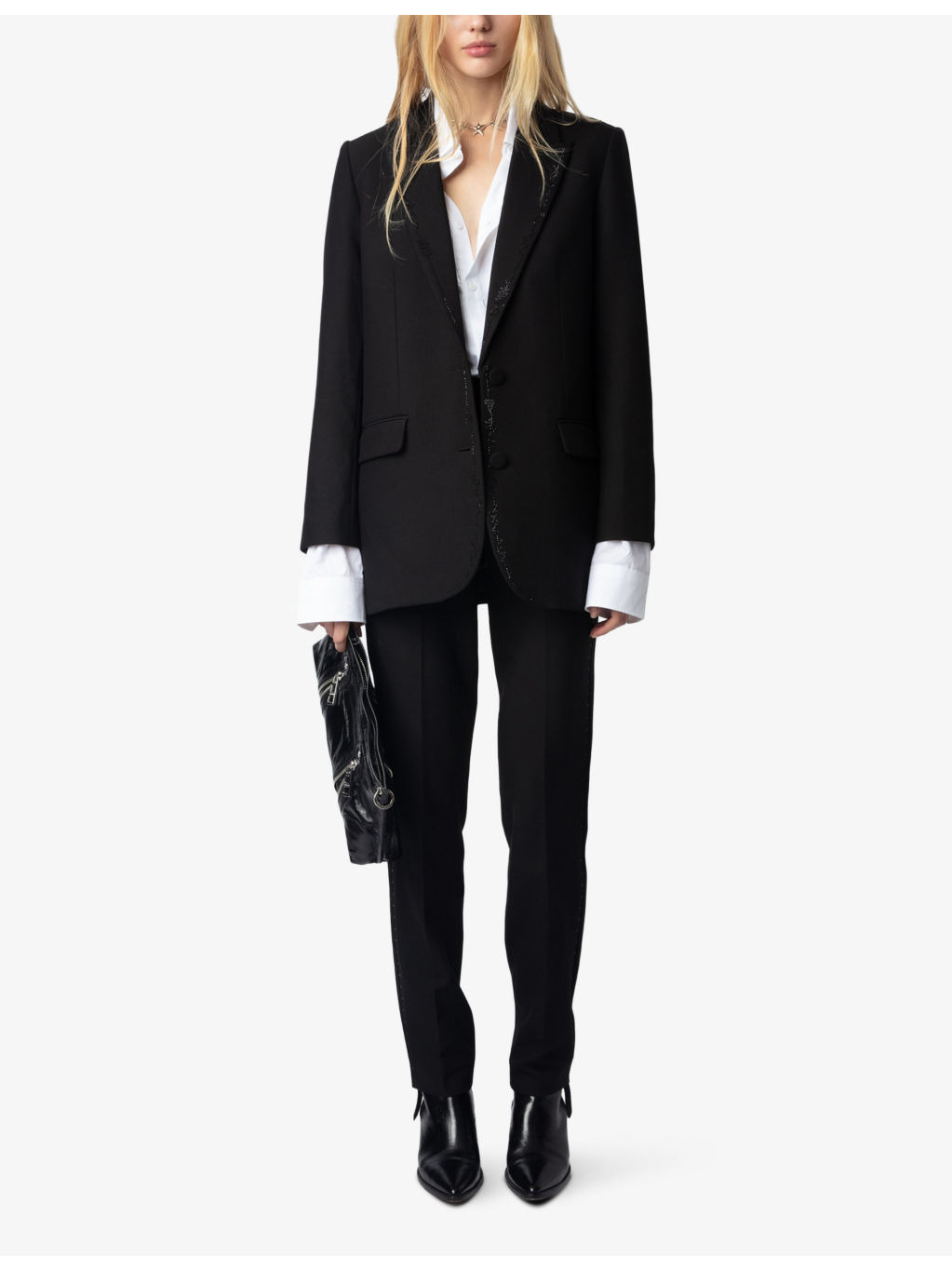 Viva rhinestone-embellished stretch-woven blazer - 2