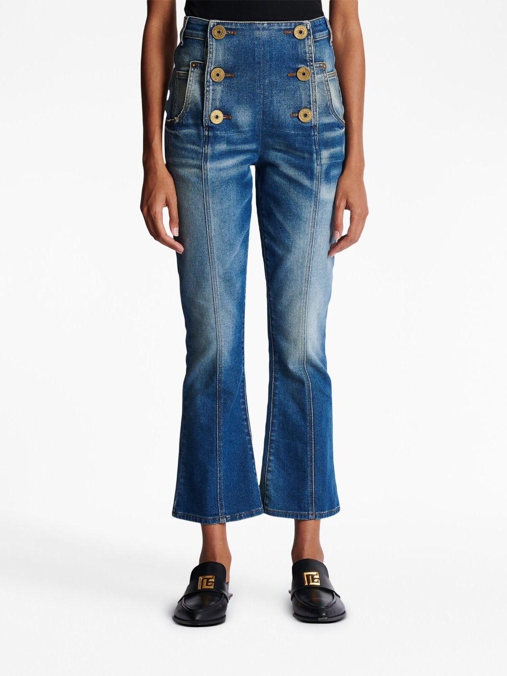 buttoned bootcut jeans - 5