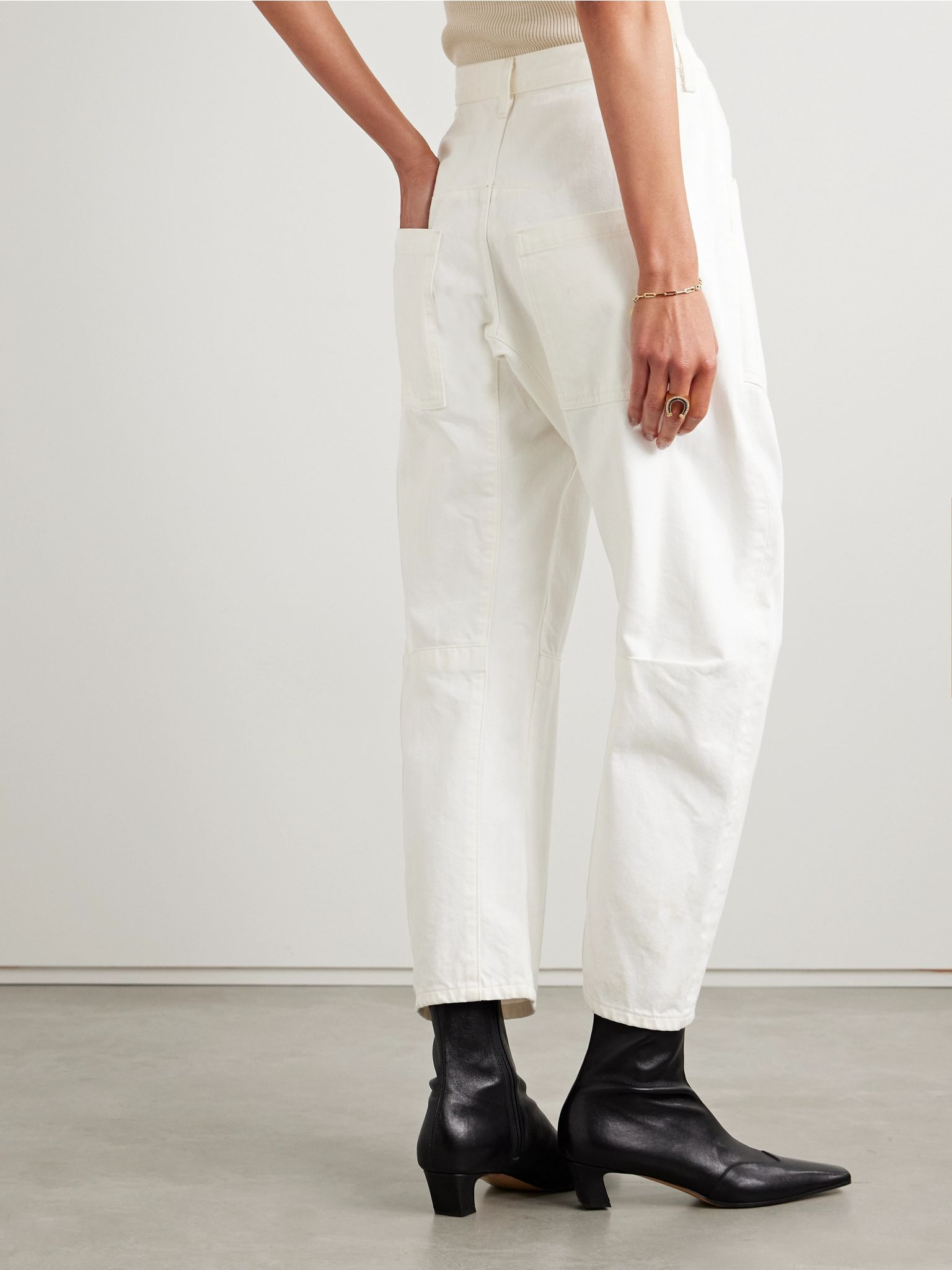 Shon cotton-blend twill tapered pants Cream - 4