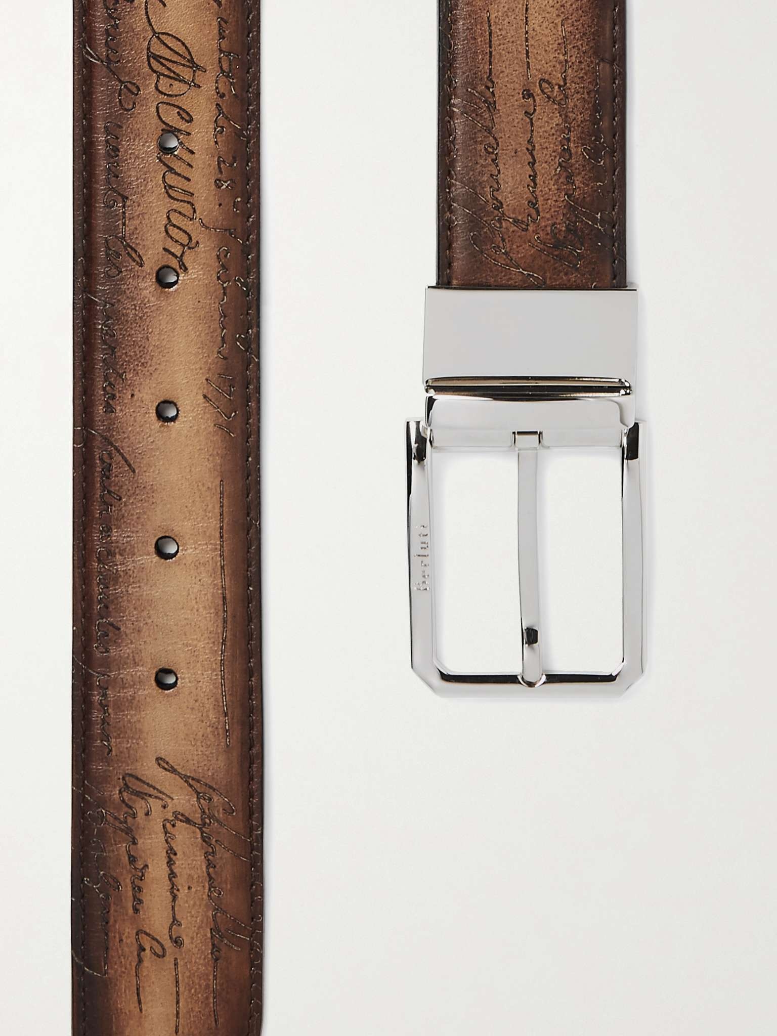 3.5cm Scritto Reversible Leather Belt - 4