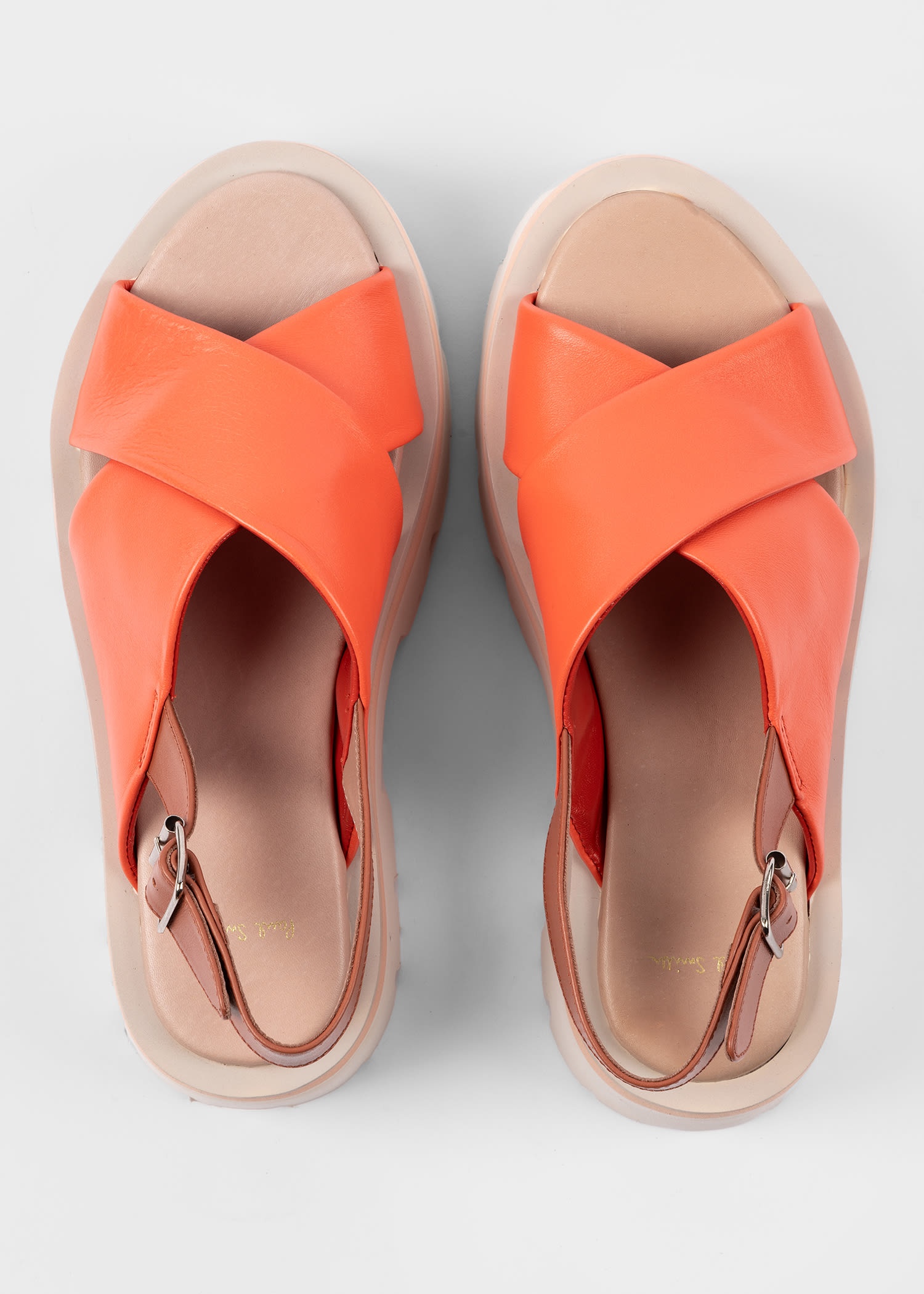 Orange 'Logan' Leather Platform Sandals - 5