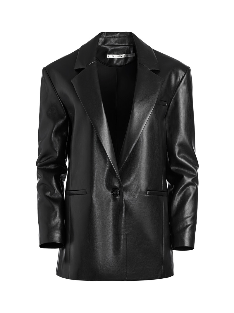 SHAN OVERSIZED VEGAN LEATHER BLAZER - 1
