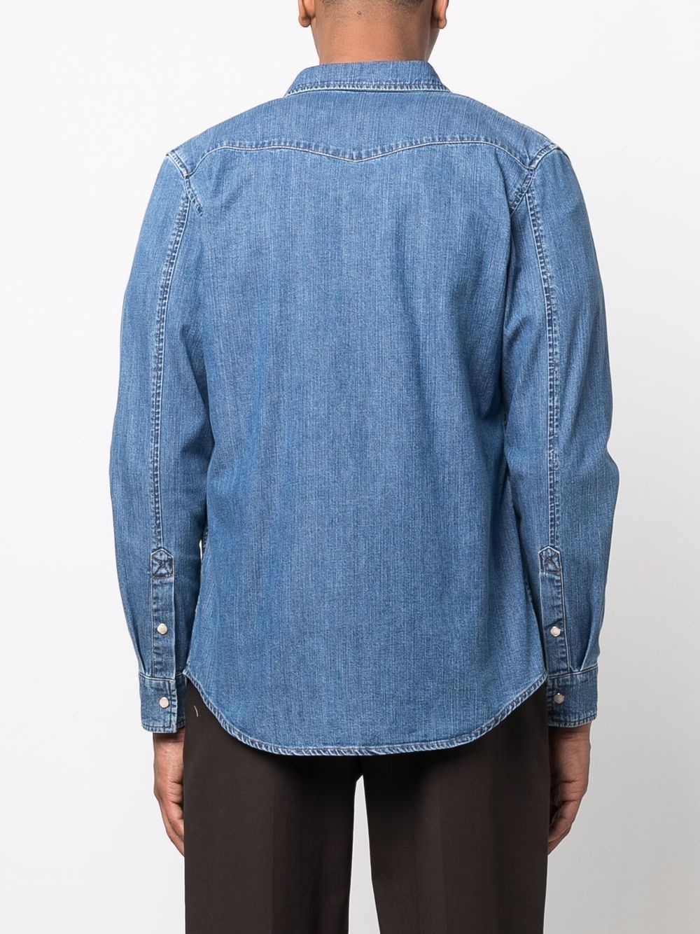 logo-embroidered denim shirt - 4