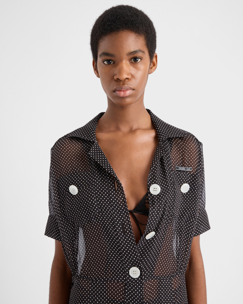 Polka-dot silk chiffon shirt dress 4