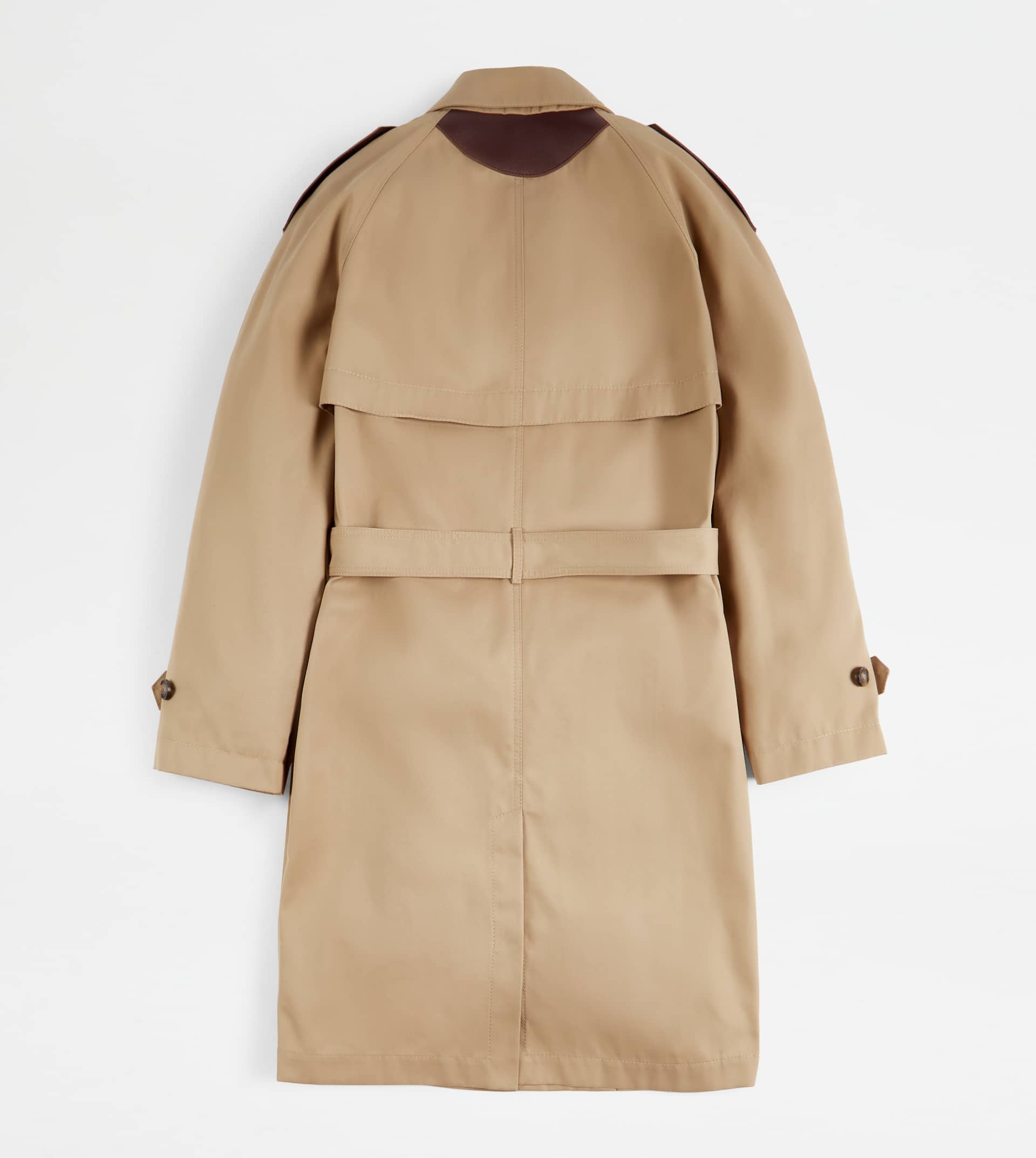 TRENCH COAT WITH INSERTS IN LEATHER - BEIGE - 2