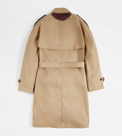 Tod's TRENCH COAT WITH INSERTS IN LEATHER - BEIGE outlook