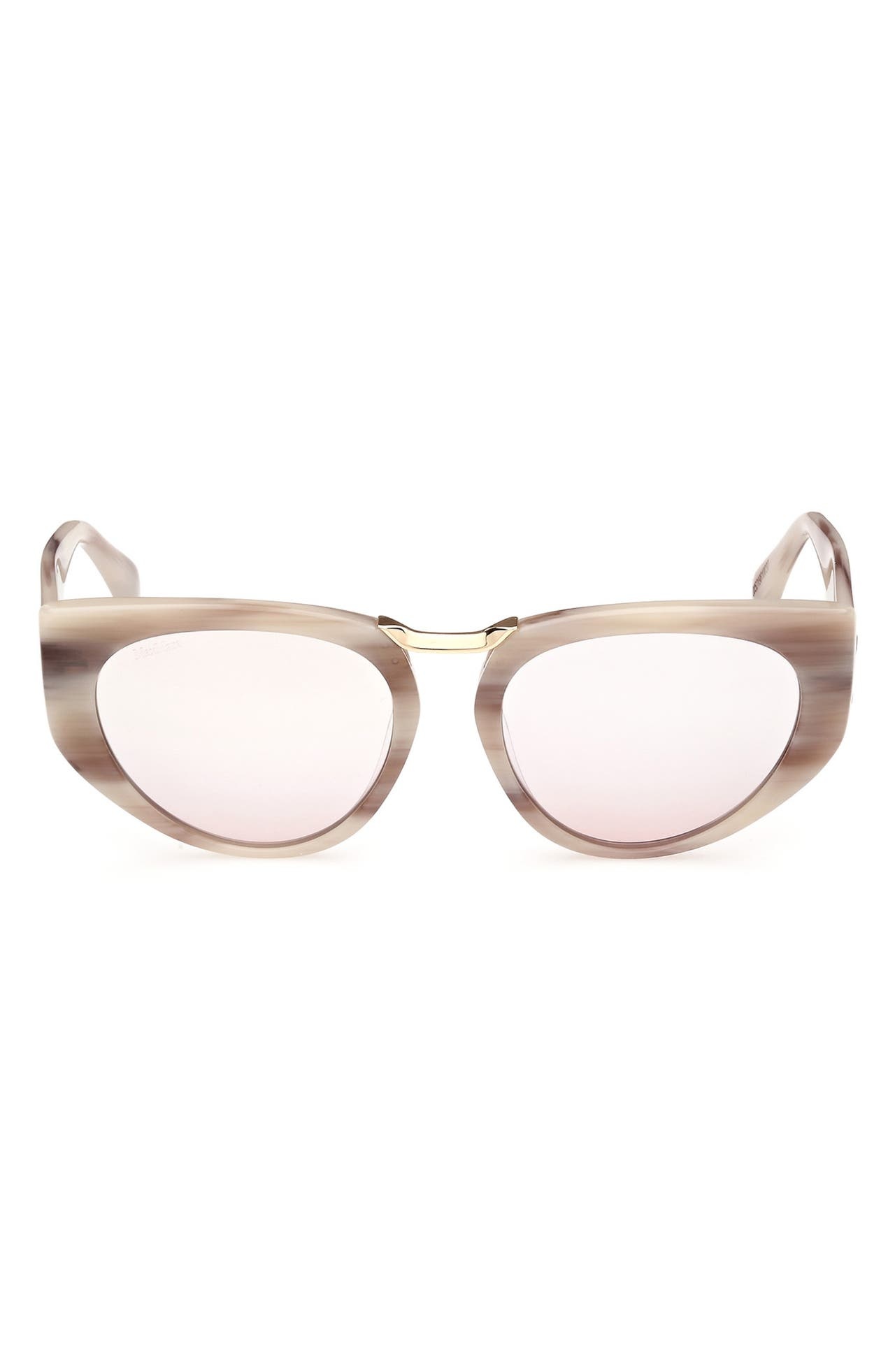 Max Mara Bridge1 54mm Cat Eye Sunglasses in Beige Horn /Brown Mirror at Nordstrom - 1