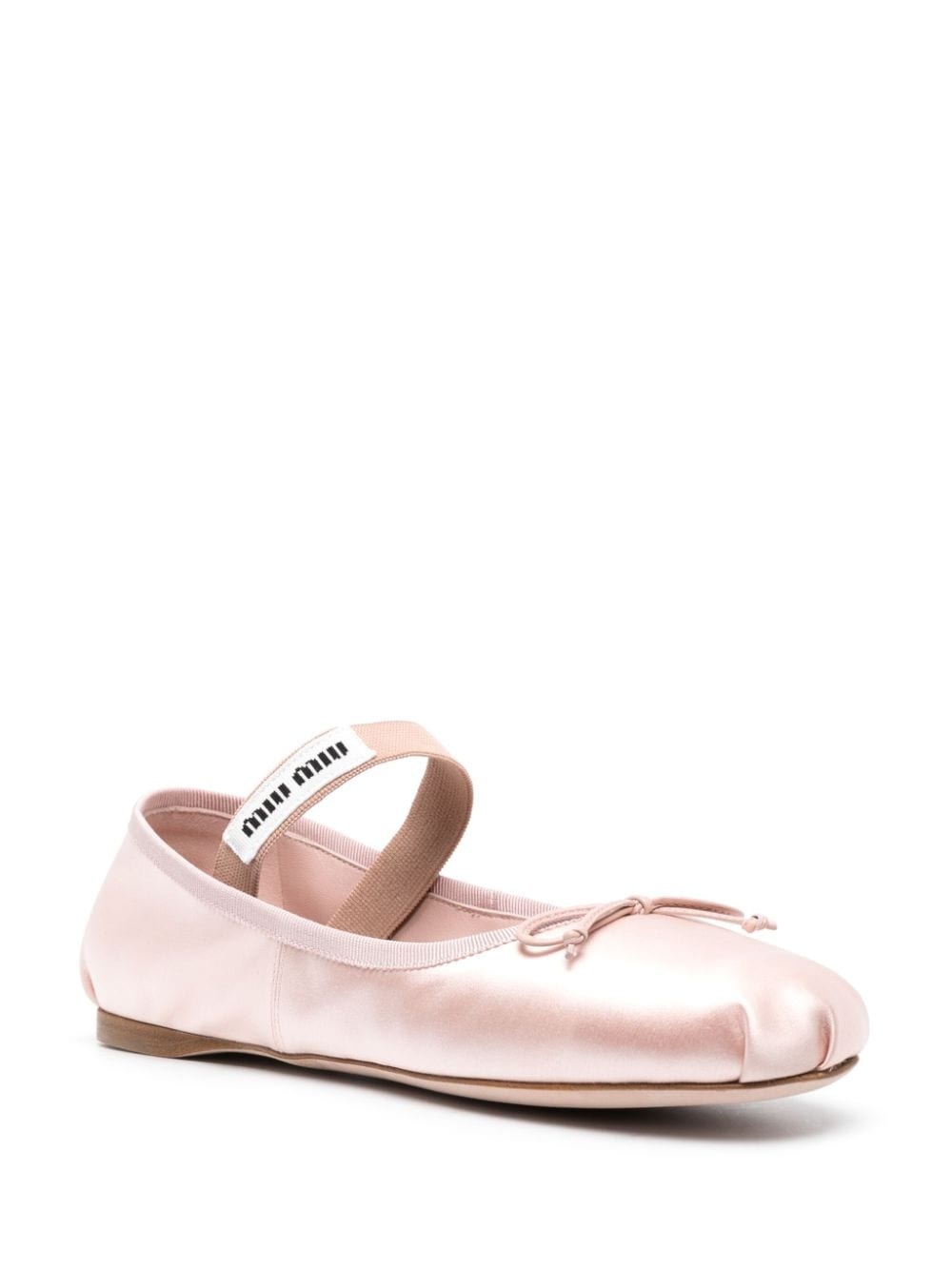 logo-patch satin ballet flats - 2