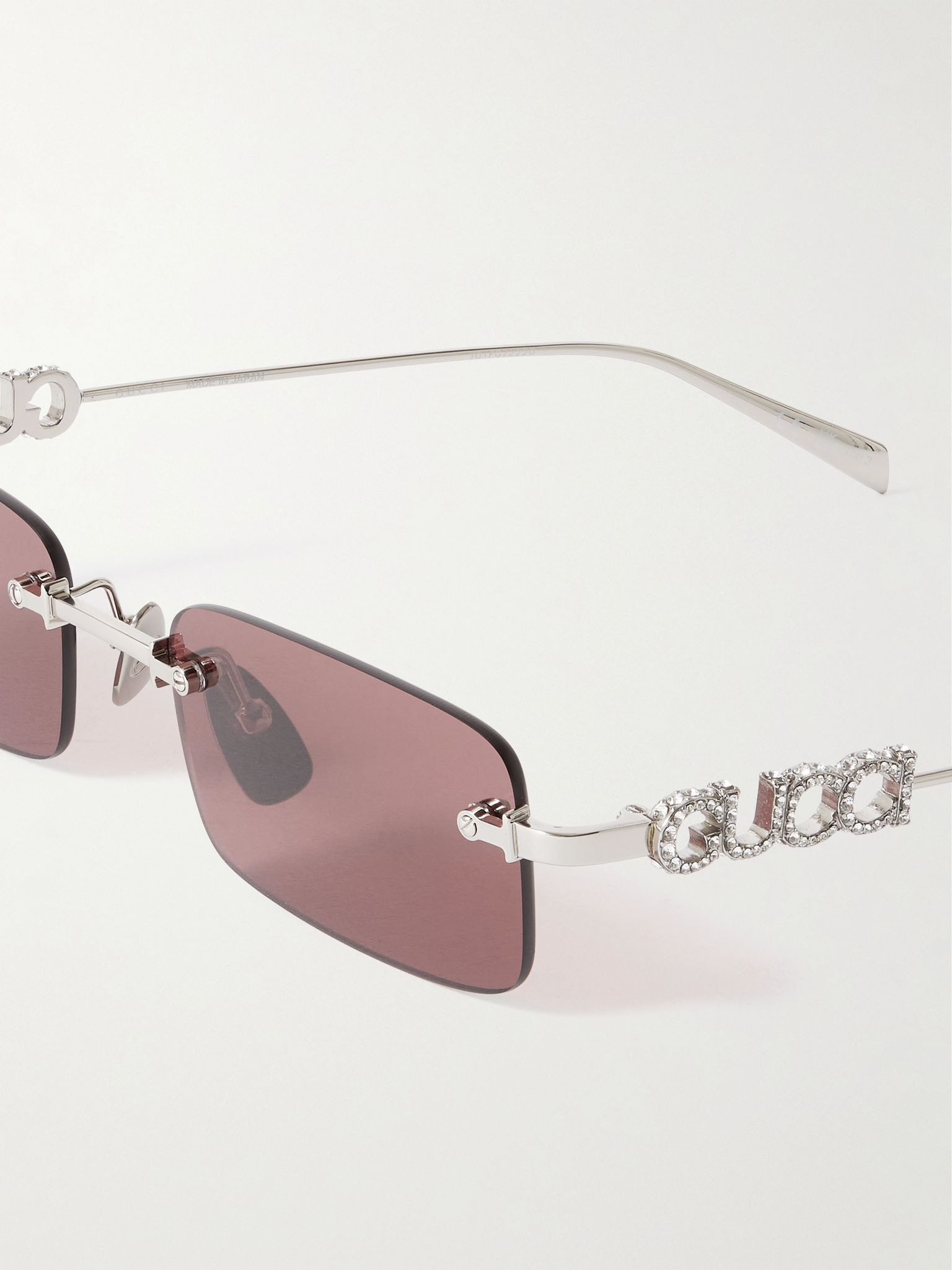 Rectangular-Frame Rimless Silver-Tone Sunglasses Silver - 3