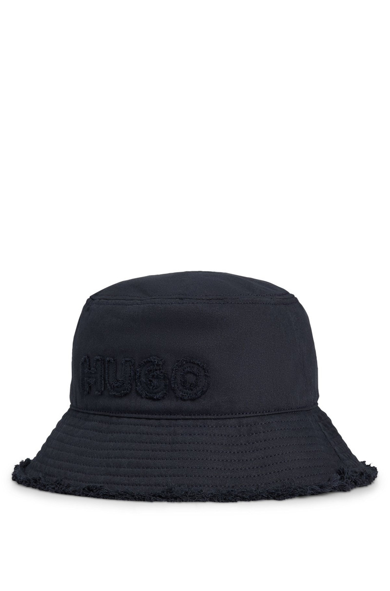 COTTON BUCKET HAT WITH LOGO AND FRINGING 1