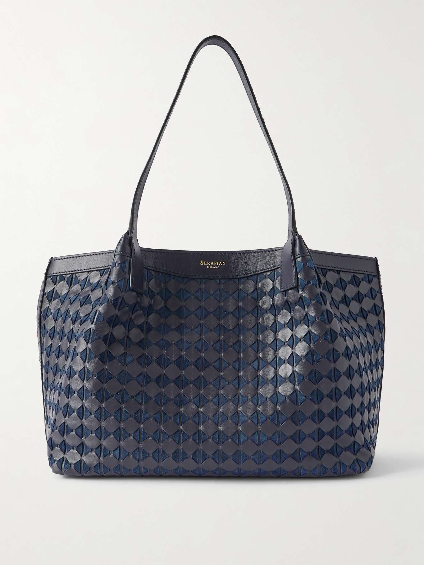 Secret Moscaico small textured-leather tote Navy - 1