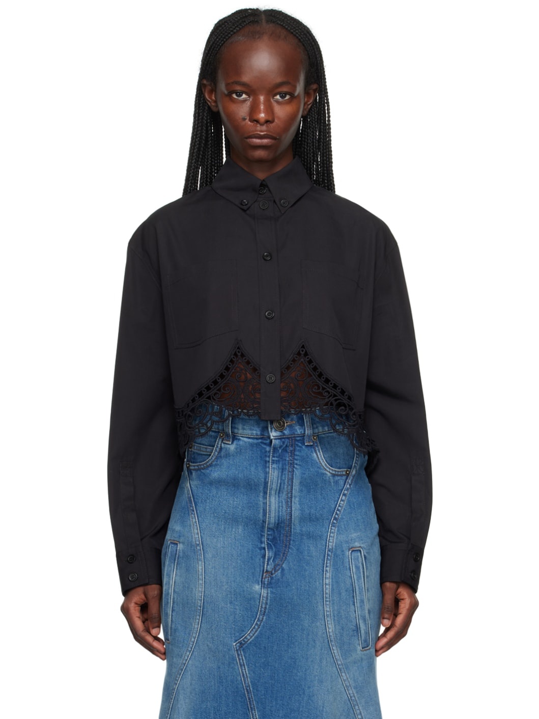 Black Cropped Shirt - 1
