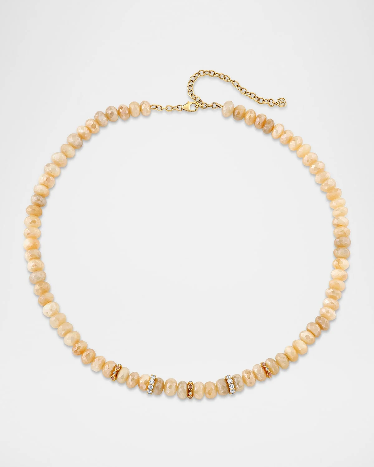 14K Multi Charm Mystic Sand Moonstone Beaded Necklace - 1