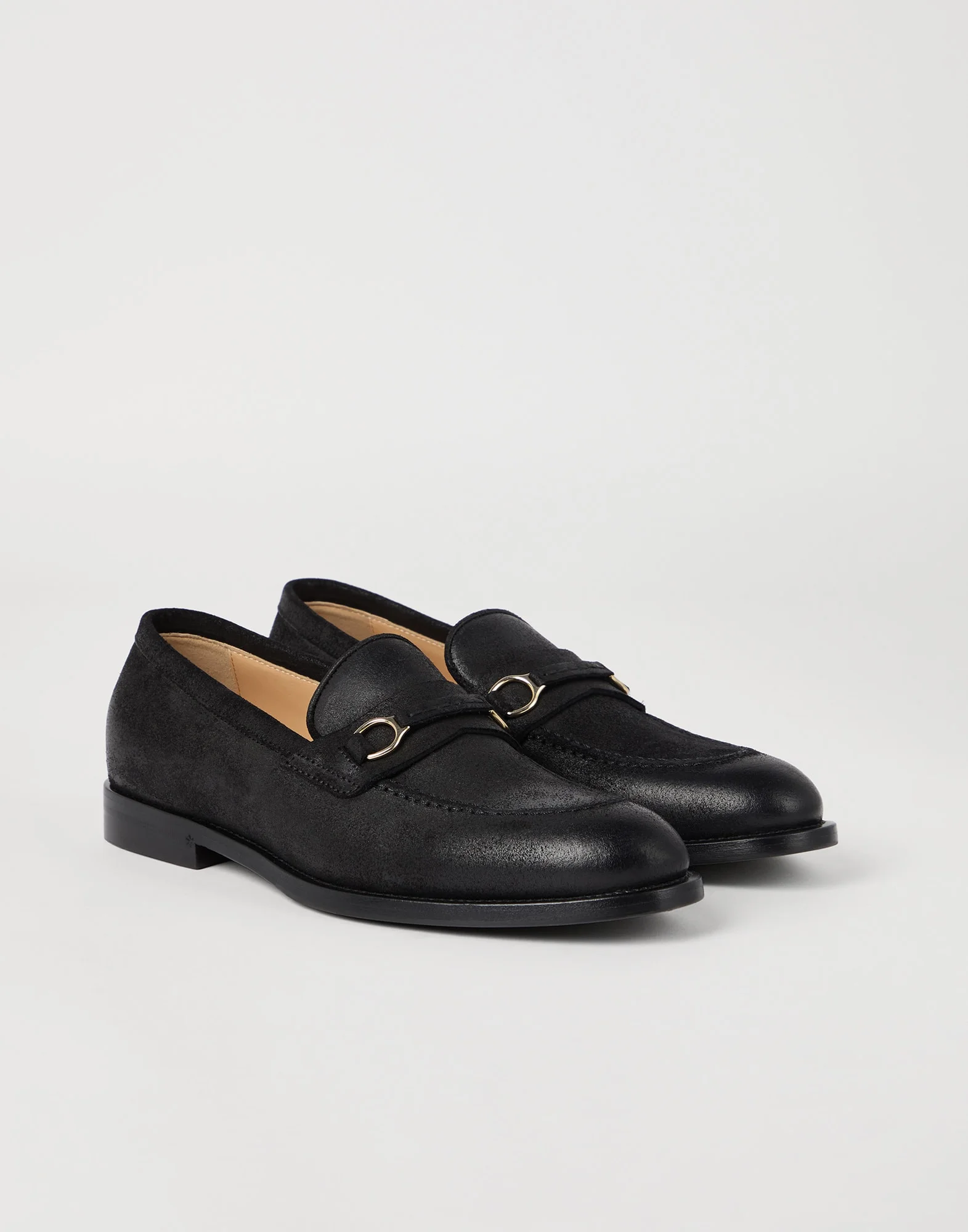 Oiled suede penny loafers with bit detail - 1