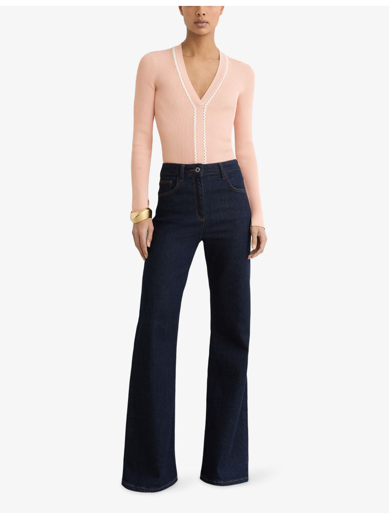 REISS Lauri Craft-Stitch Ribbed-Knit Top outlook