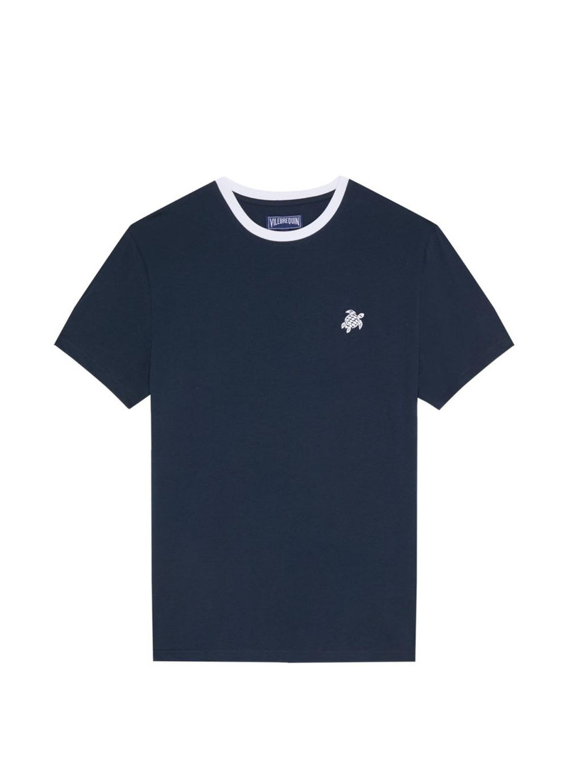 contrast-trim turtle-motif T-shirt 1