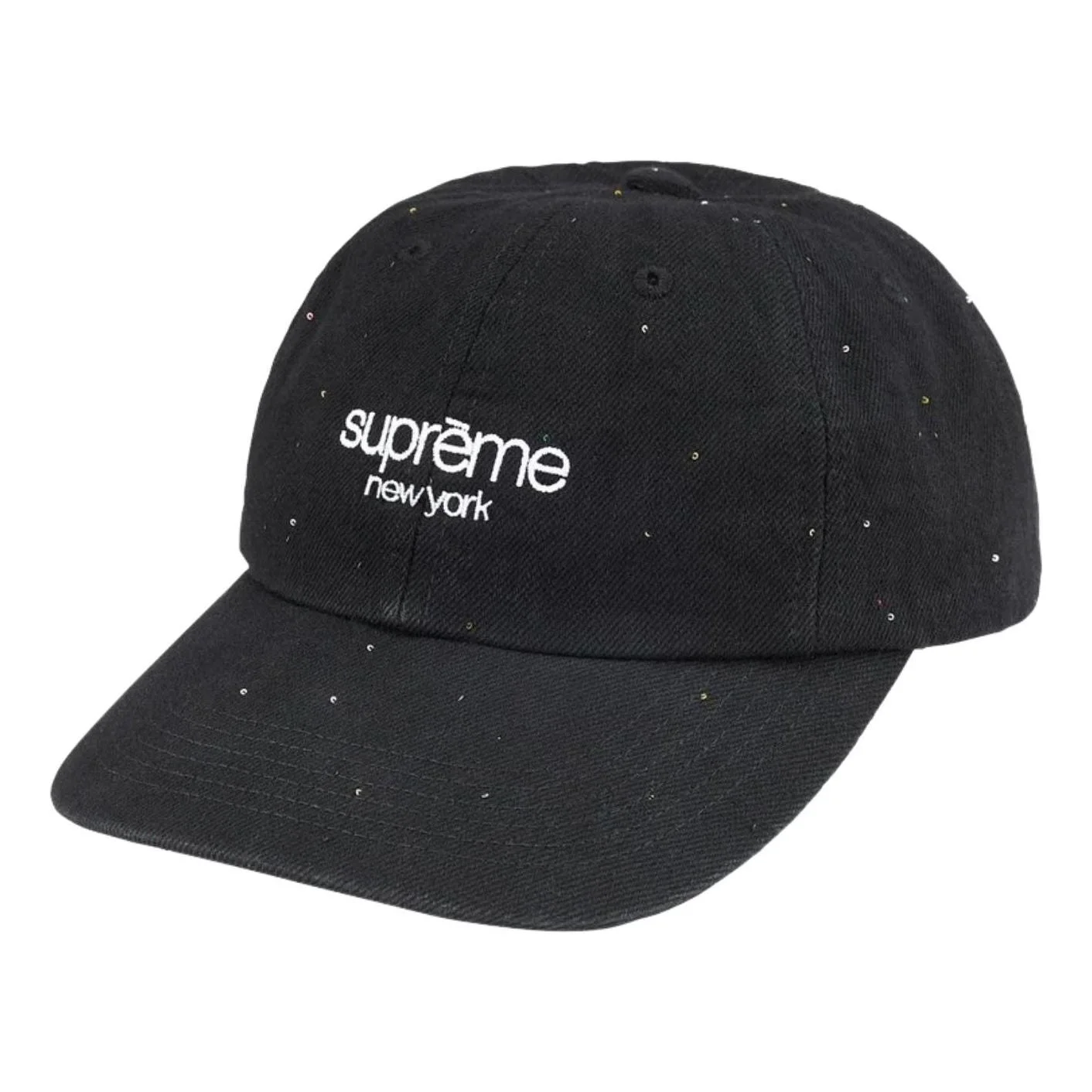Supreme SS26 Sequin Denim Classic Logo 6-Panel 'Black' SUP-SS26-1065-BLK - 1