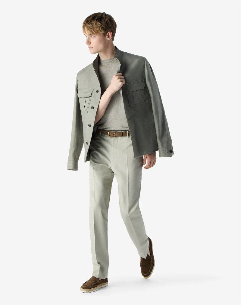 CORNELIANI Green cotton and cashmere chino trousers outlook