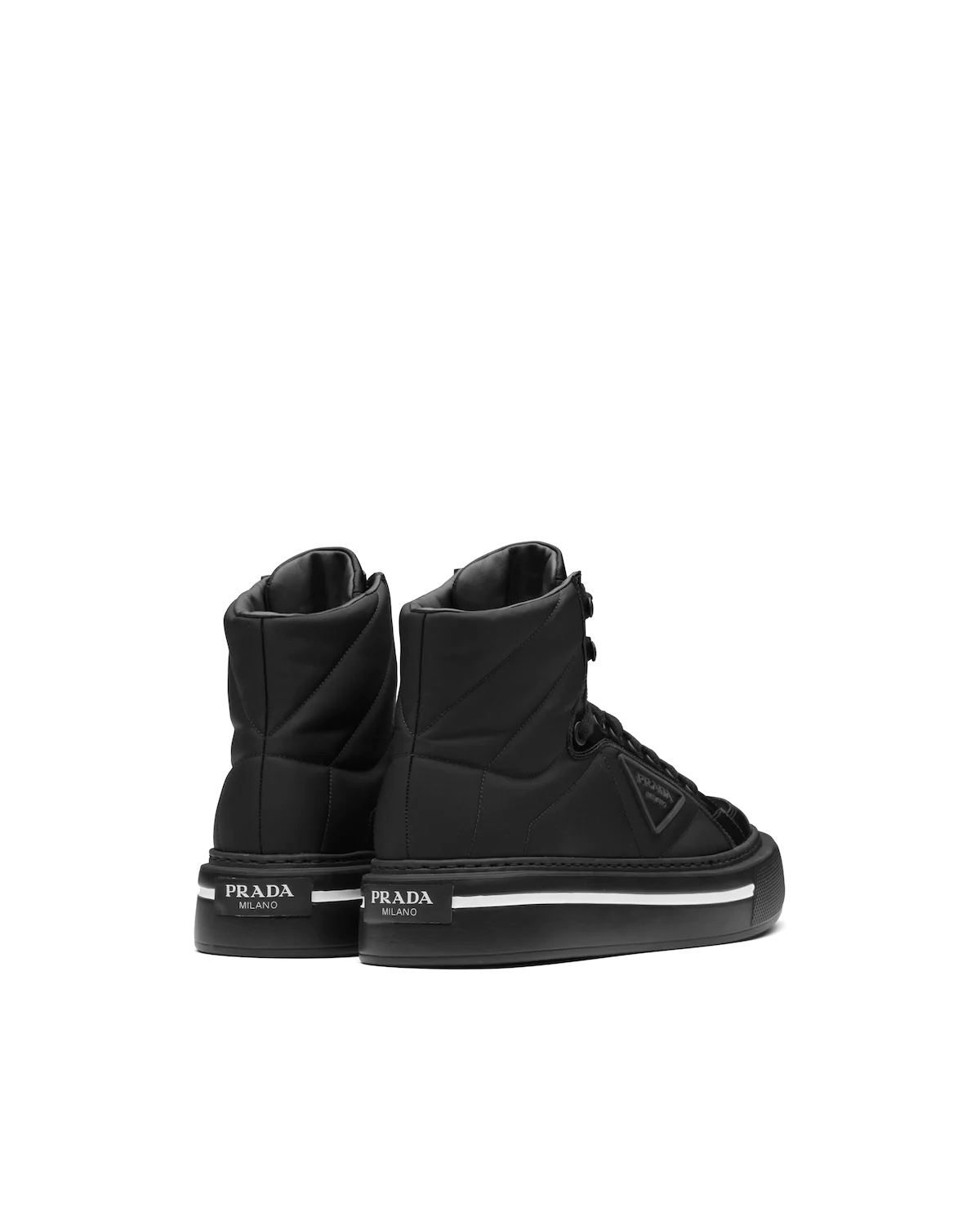 Prada Macro Re-Nylon and brushed leather high-top sneakers - 4