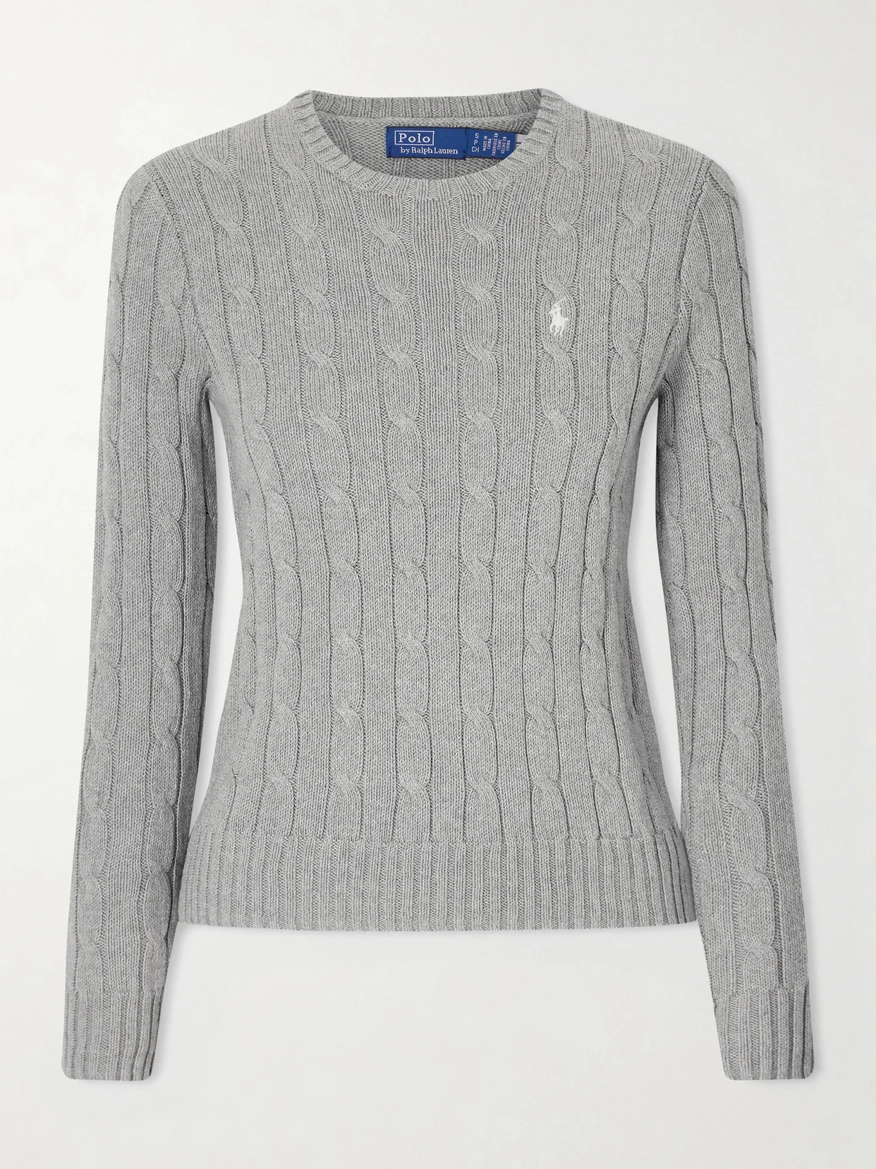 Embroidered Cable-knit Cotton Sweater - 1