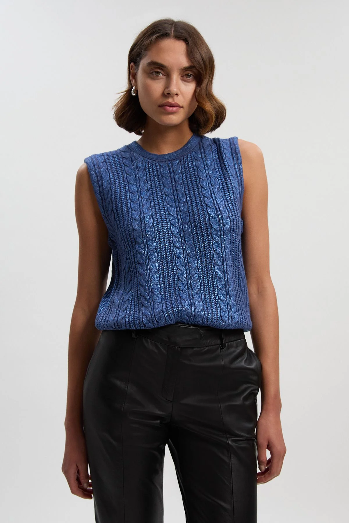 Foil Cable Knit Tank Top - 1