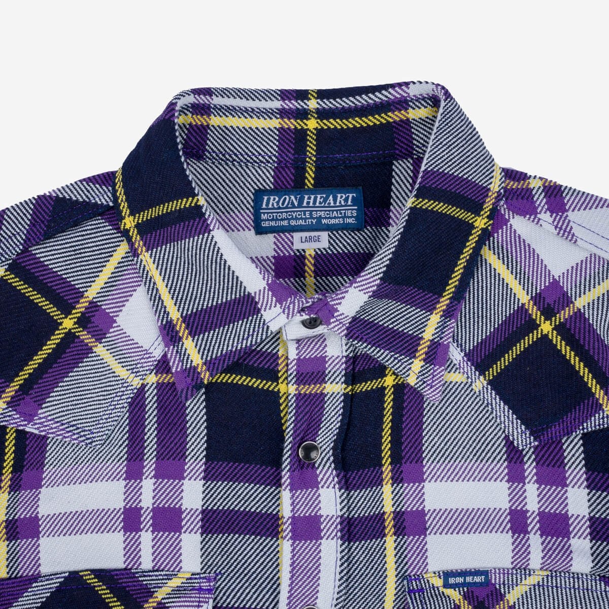 IHSH-390-PUR 9oz Selvedge American Check Western Shirt - Purple - 8