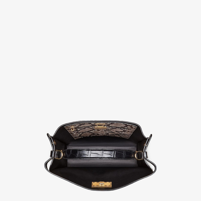 Black alligator leather bag 5