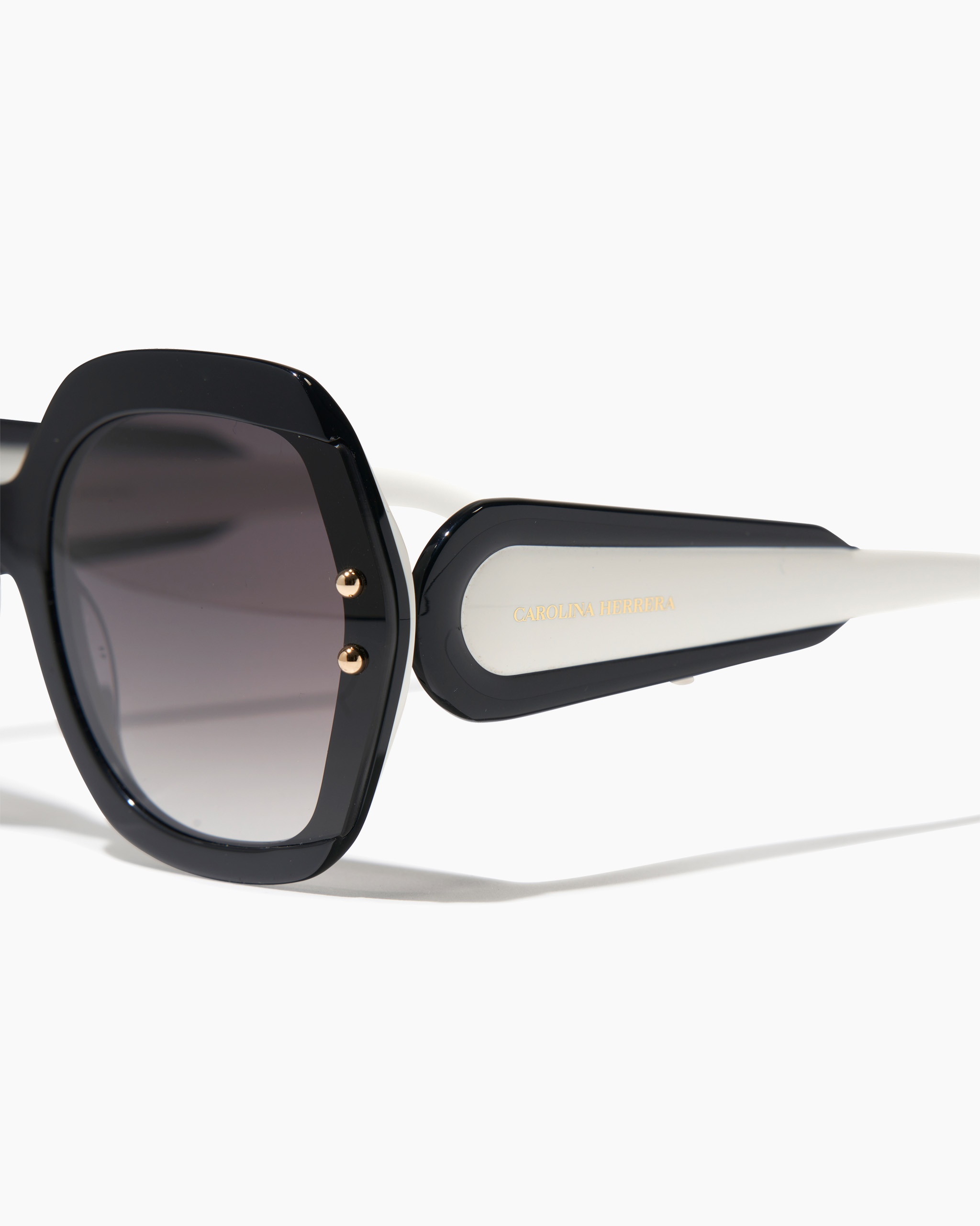 Hexagonal Frame Sunglasses with Contrast Temples - 3