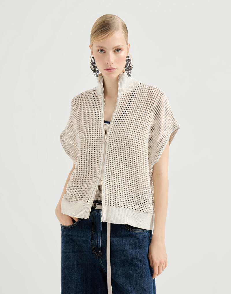 Cotton net cardigan with dazzling details 5