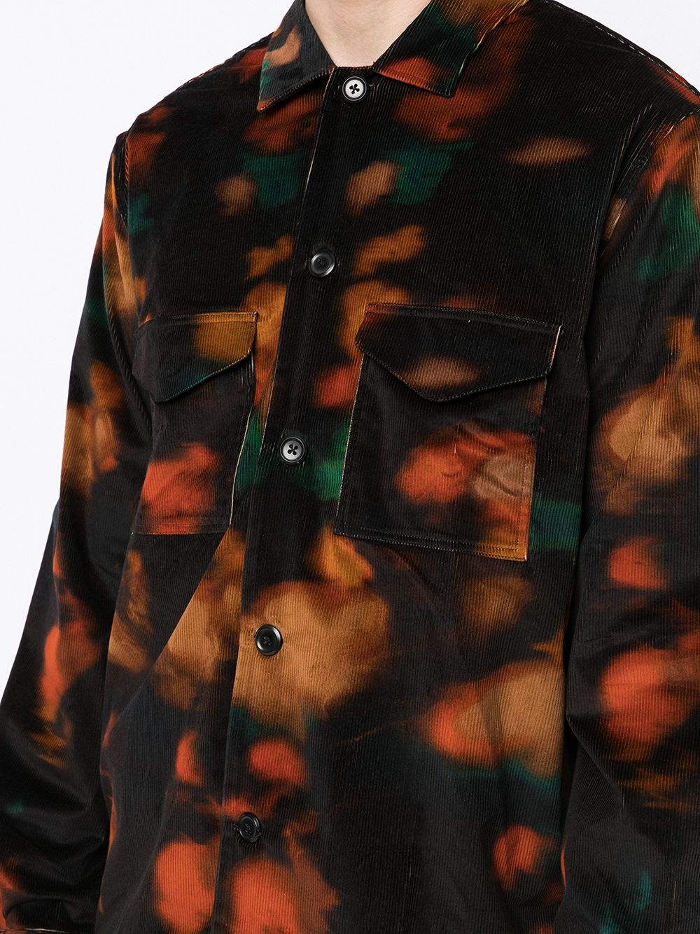 tie-dye print corduroy shirt - 5