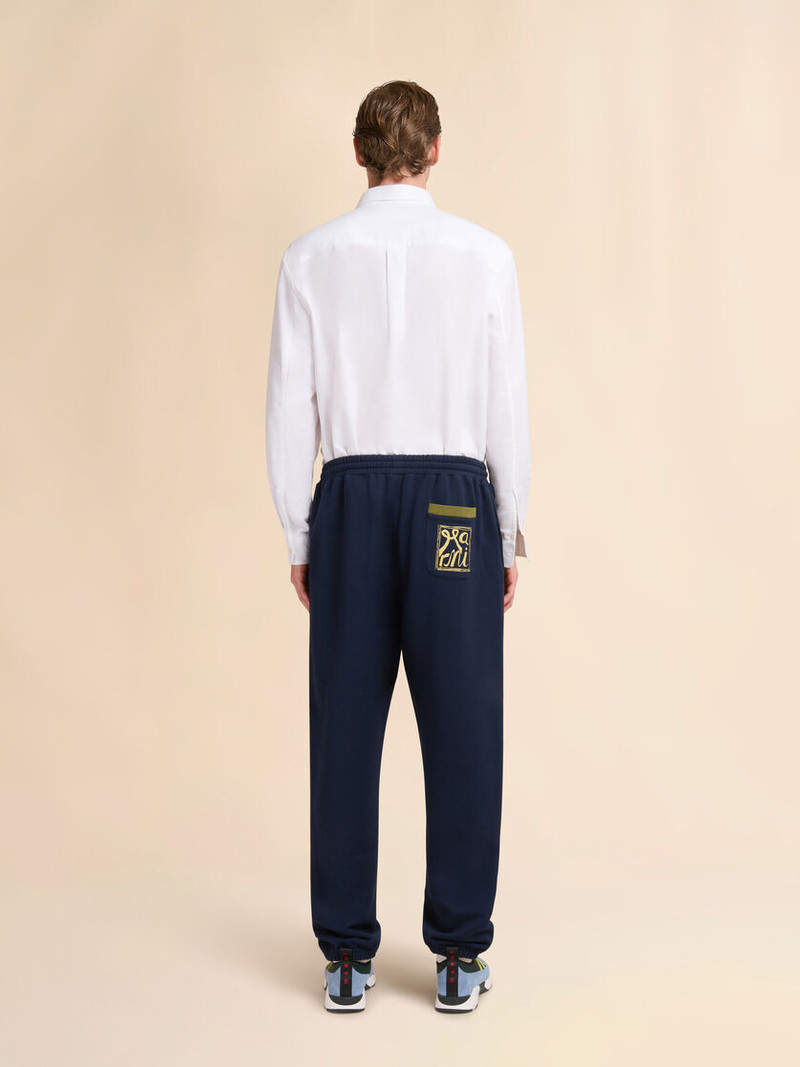 DEEP BLUE COTTON SWEATPANTS WITH MARNI FRAME LOGO 3