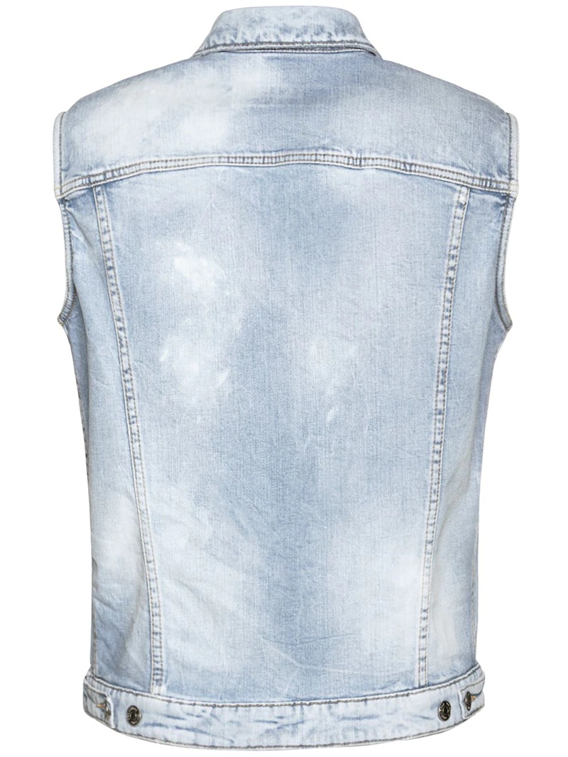 STRETCH COTTON DENIM VEST - 5