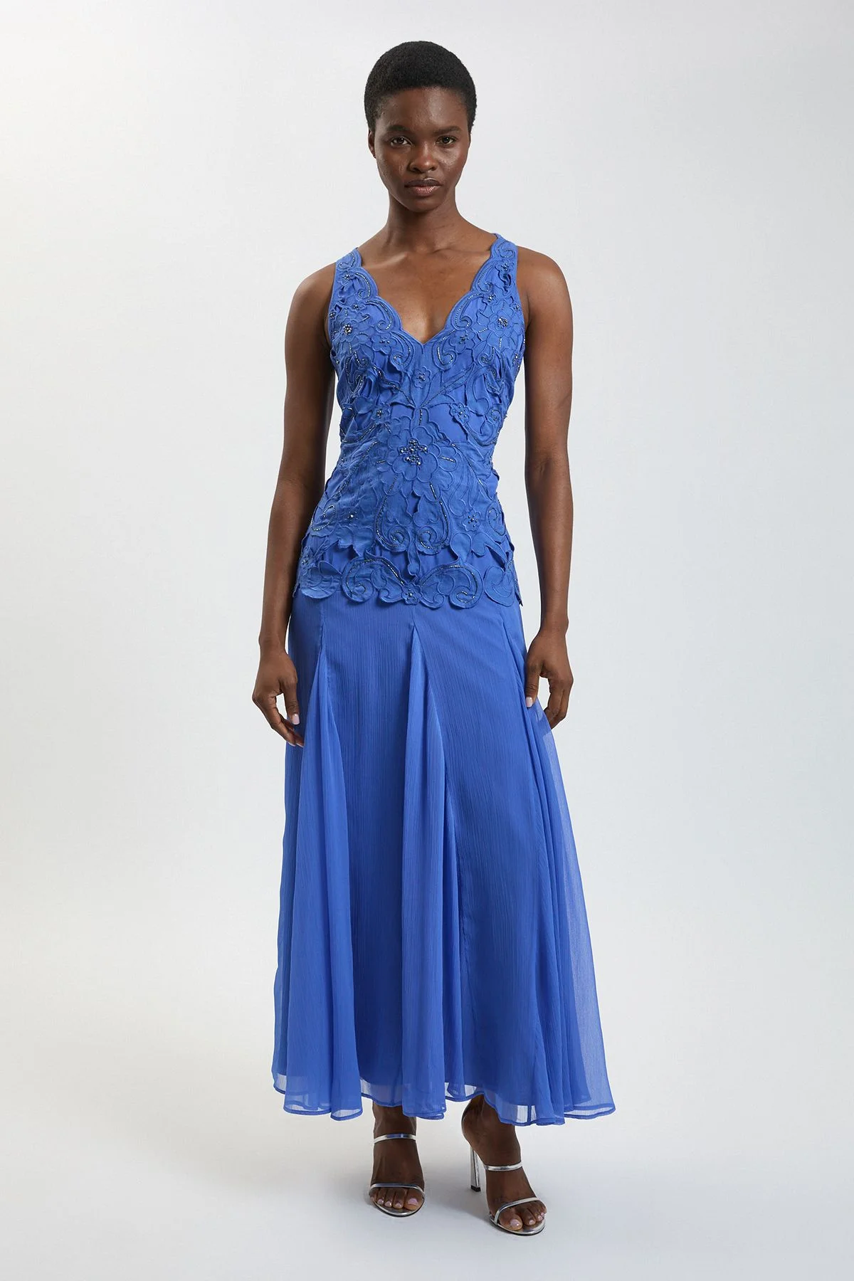 Bead Detail Halterneck Maxi Dress - 1