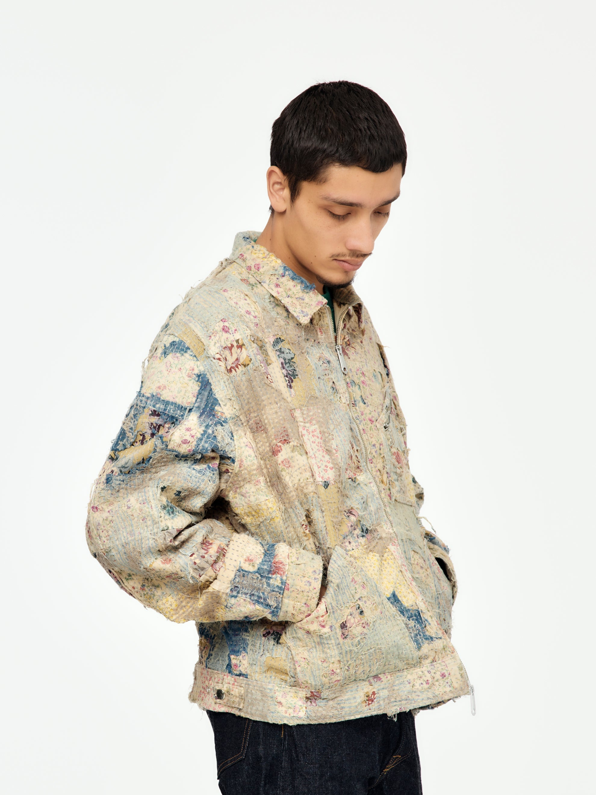 CHAMPETRE BORO ZIP UP BLOUSON (VIRGIN MARY) (GRAY BEIGE) - 2