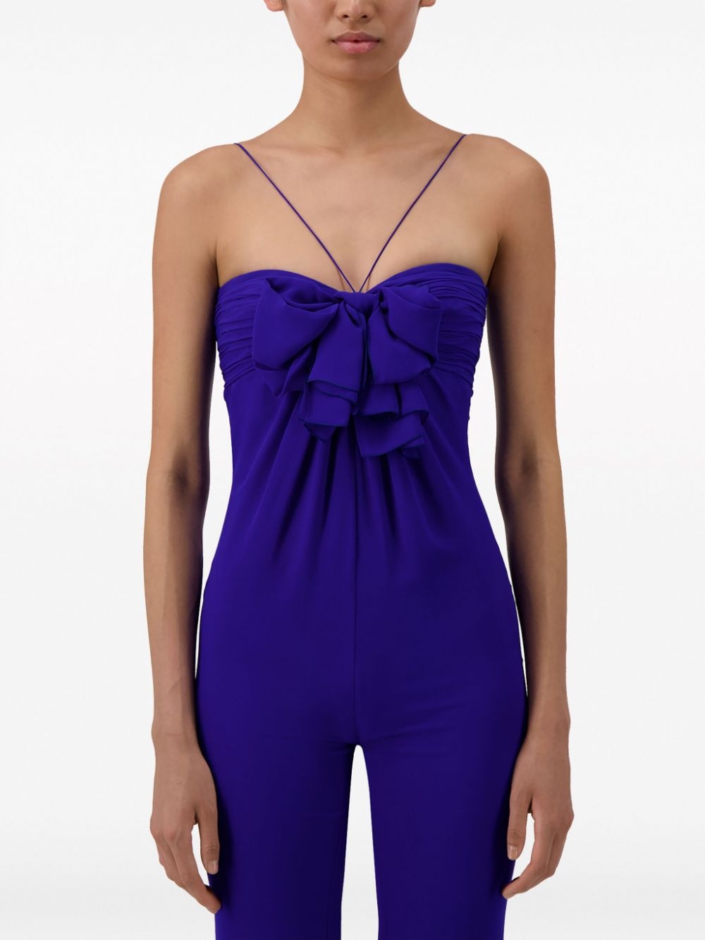 bow silk-blend jumpsuit - 5