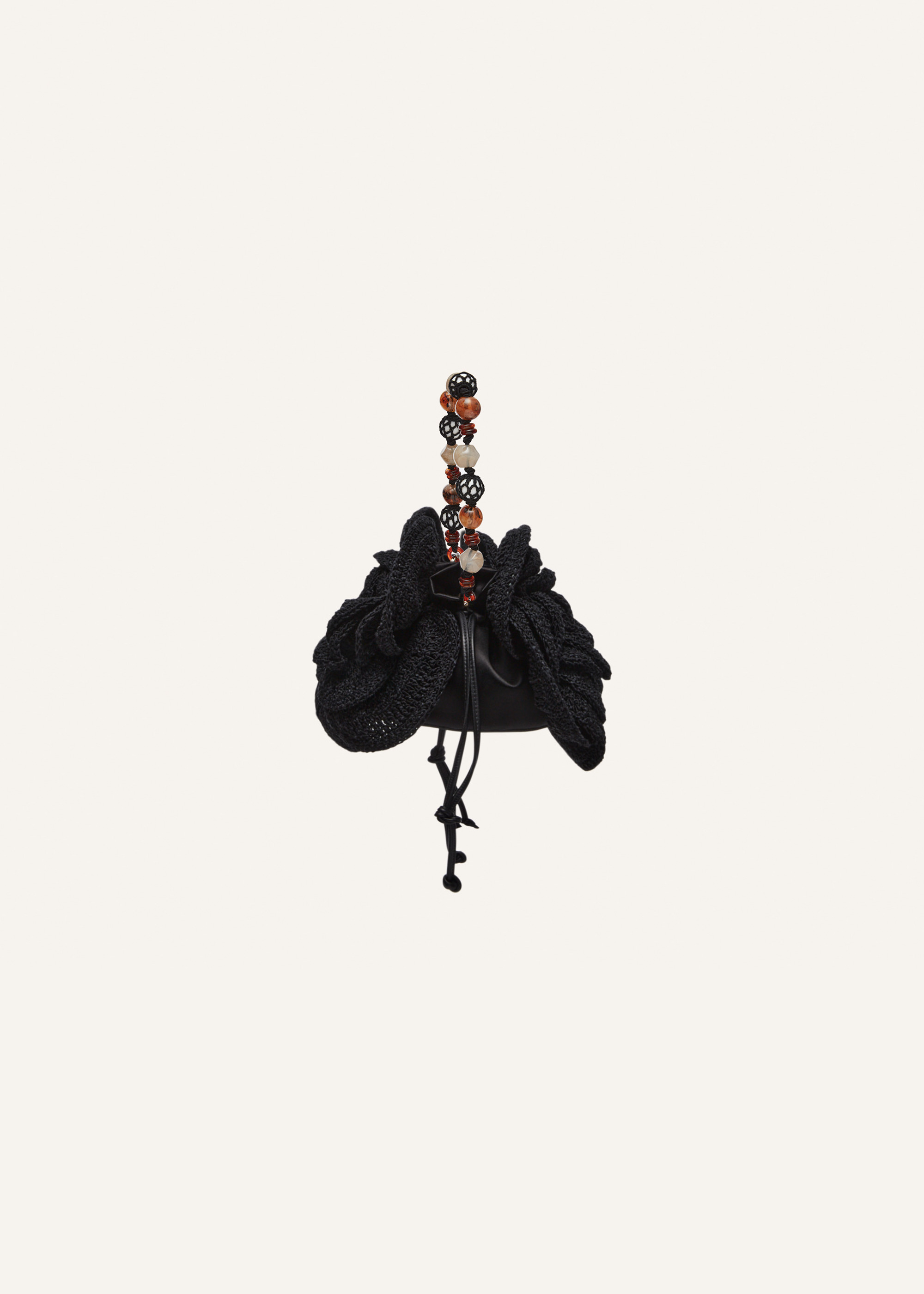 Magda bag beads strap in black crochet - 2
