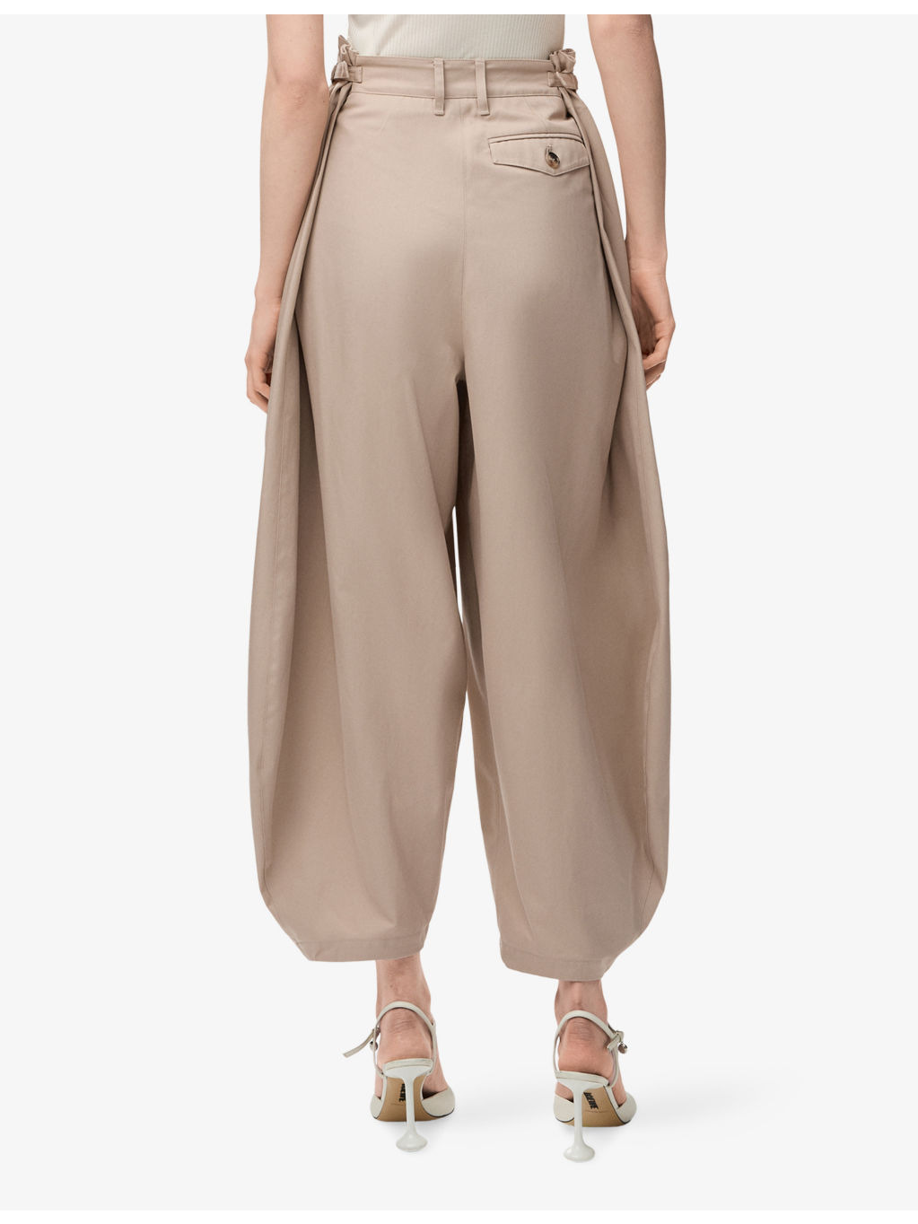 Draped Wide-Leg Cotton-Silk Blend Trousers - 4