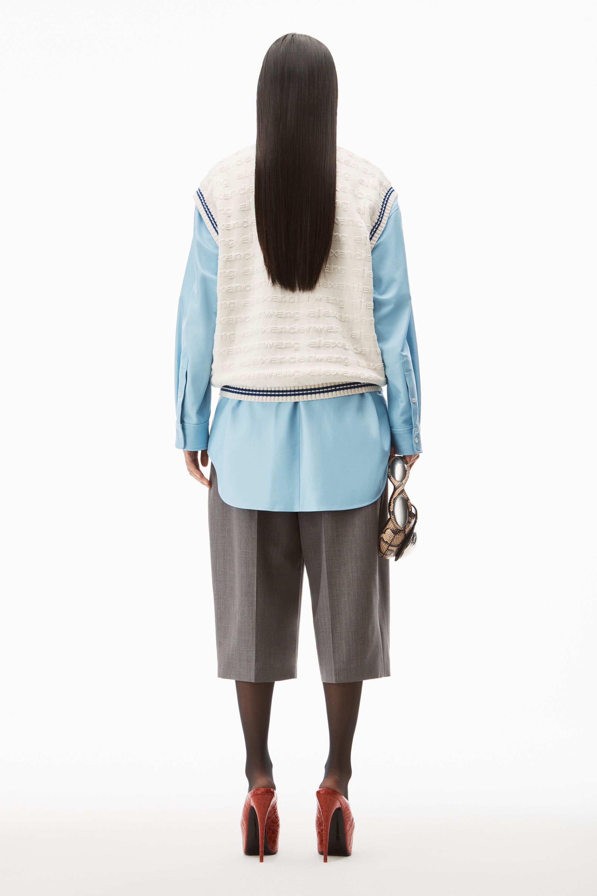 TUNIC V-NECK VEST IN COMPACT COTTON - 4