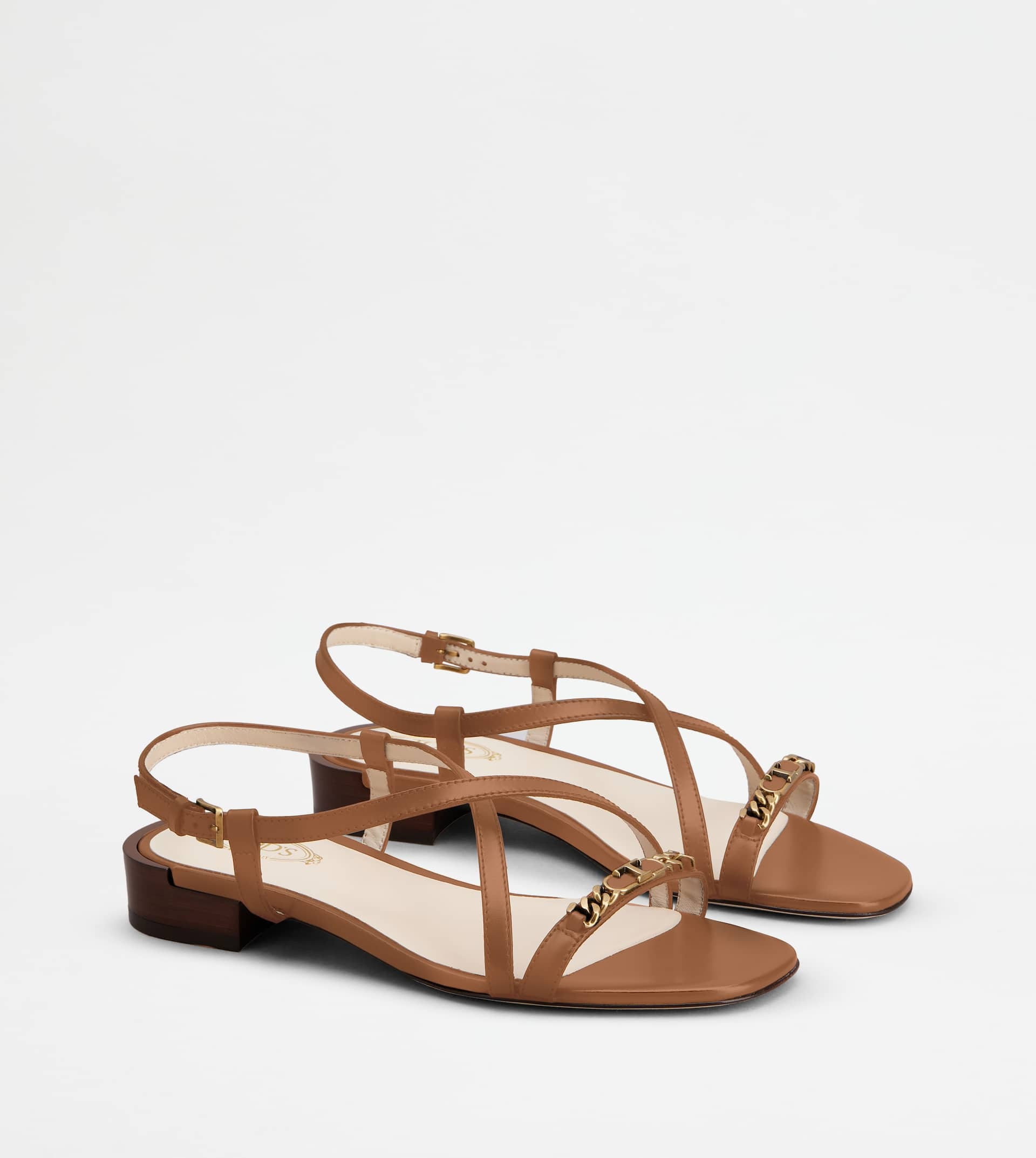 SANDALS IN LEATHER - BROWN - 3