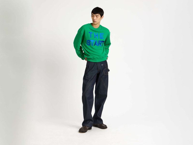 JW Anderson MENS 'THE START' SWEATSHIRT IN BRIGHT GREEN outlook