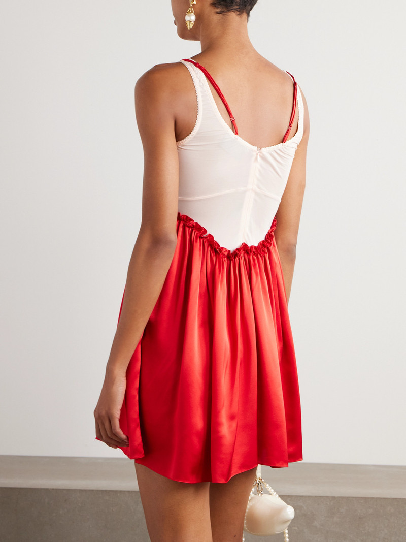 분홍색 & 빨강 Negligee 새틴 패치 워크 발레 Minidress 3