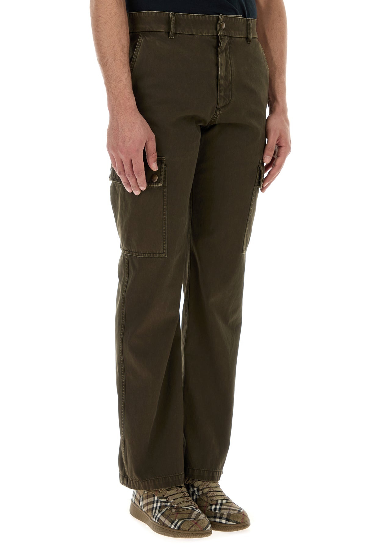 Army green cotton cargo pant - 3