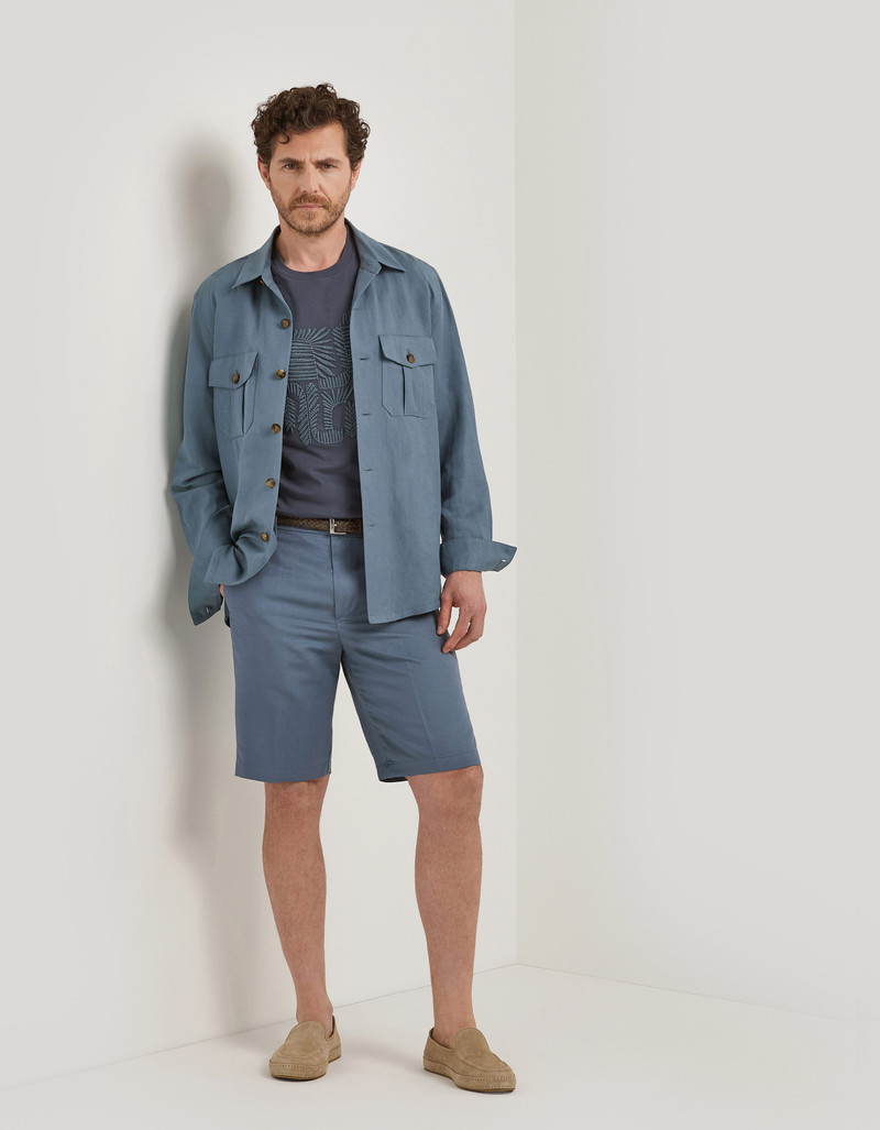 Canali AIR FORCE BLUE LINEN AND SILK SHORTS outlook