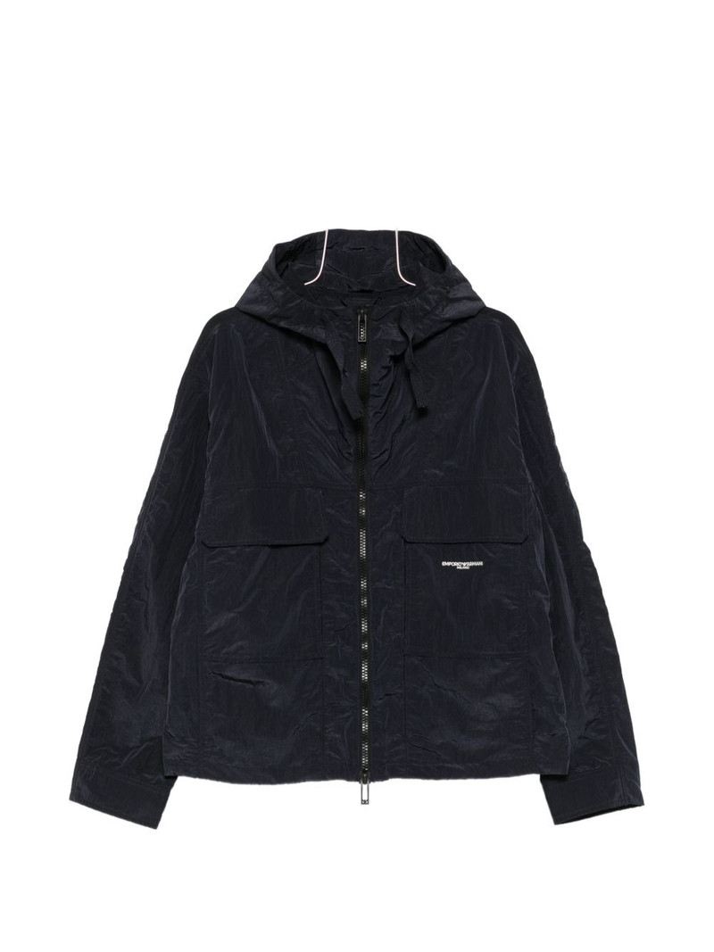 hooded crinkled-texture jacket 1