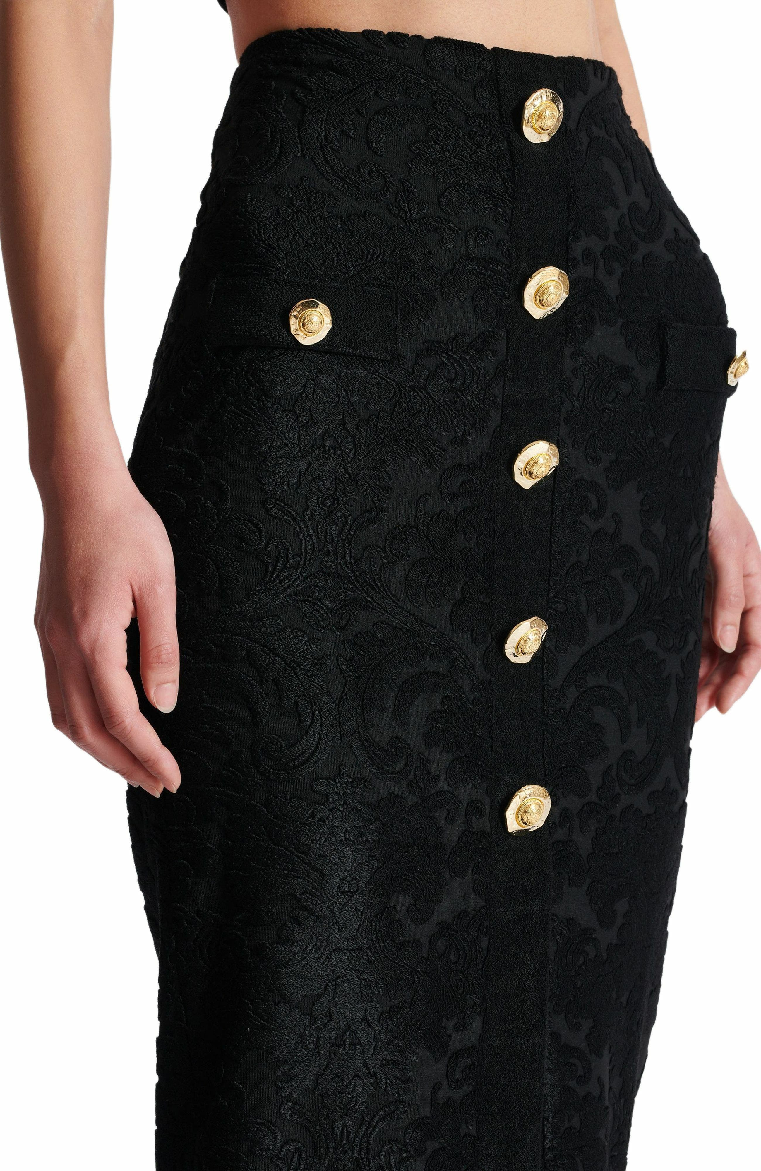 Balmain Baroque pattern midi skirt in Black at Nordstrom - 4