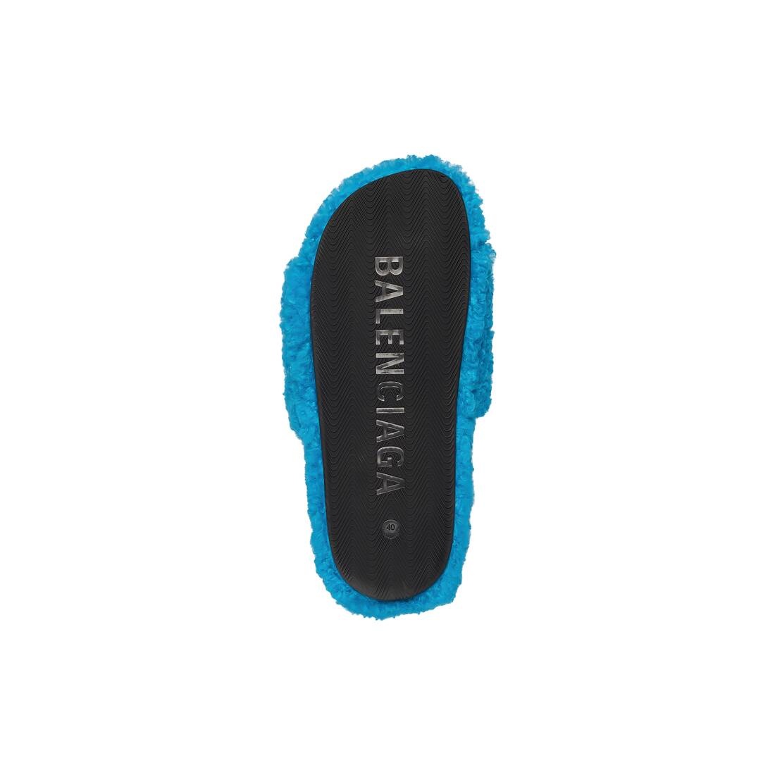Men's Furry Slide Sandal in Blue - 7