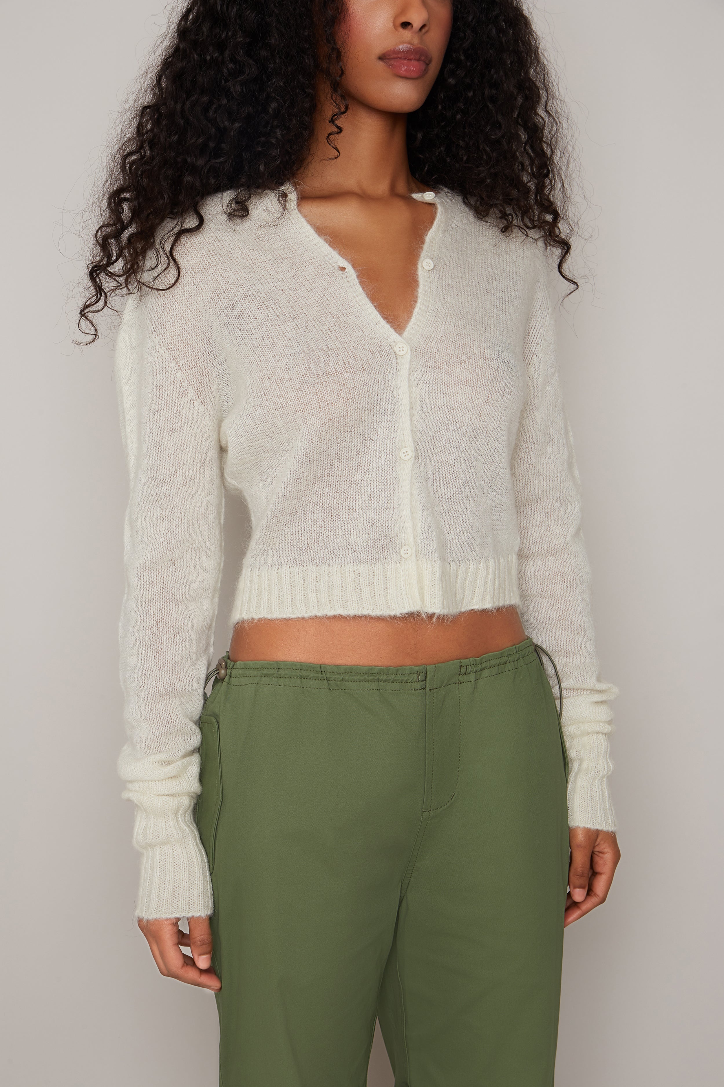 MOHAIR RIBBED CARDIGAN - 4