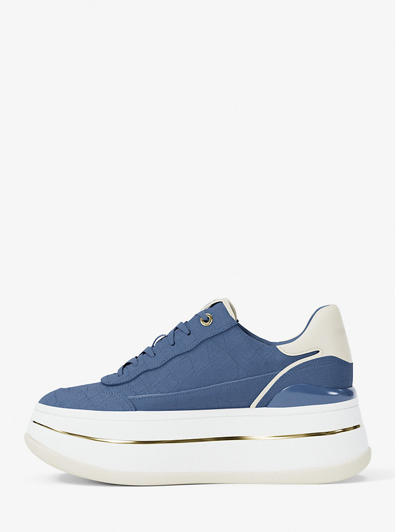 Hayes Crocodile Embossed Suede Platform Sneaker 3