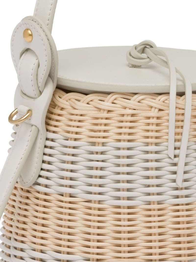 striped woven-wicker bucket bag - 4