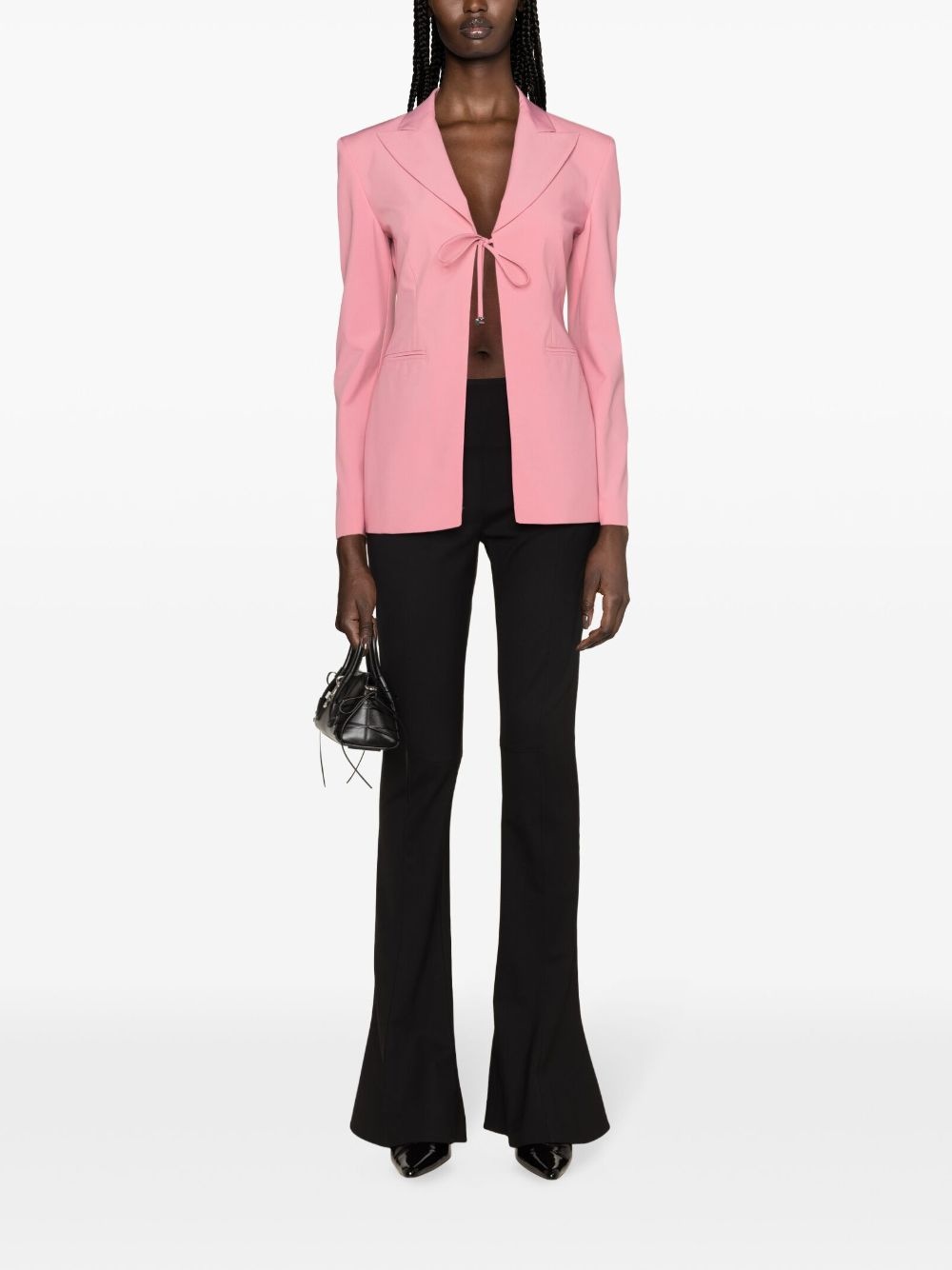 tie-fastening single-breasted blazer - 2